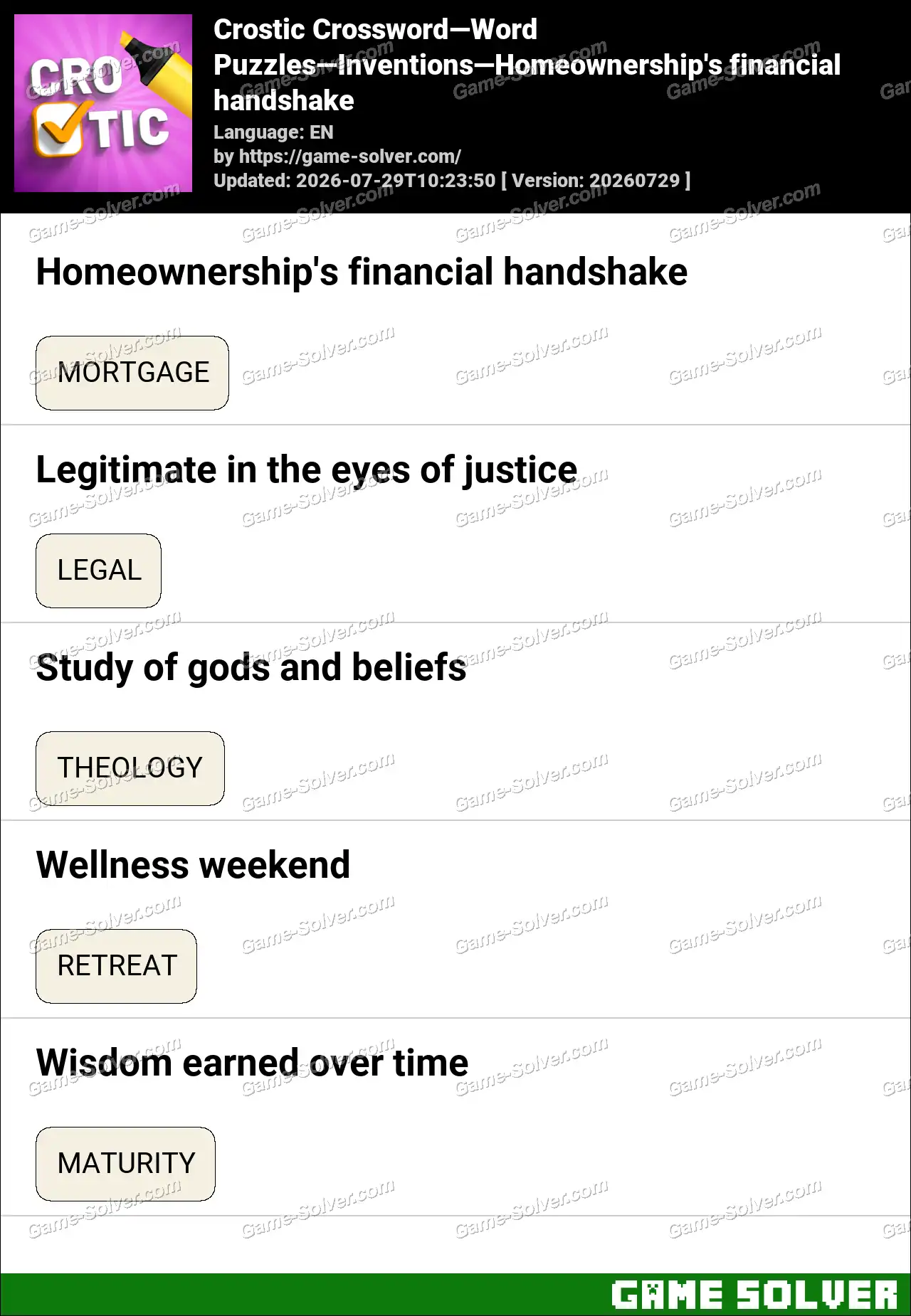 Crostic Crossword-Word Puzzles-Inventions-Homeownership’s financial handshake